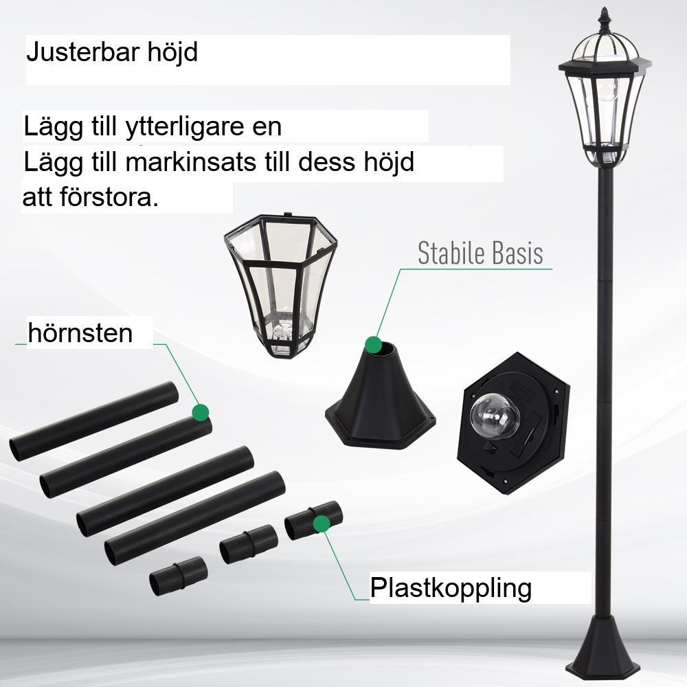 2-delad Solar Street Light Set – LED, vattentät, energibesparande, utomhus trädgårdsbelysning