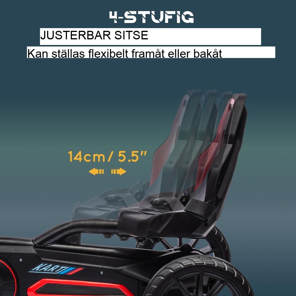 Gokart för barn med justerbar sits, handbroms och växlar framåt/back (3-8 år)