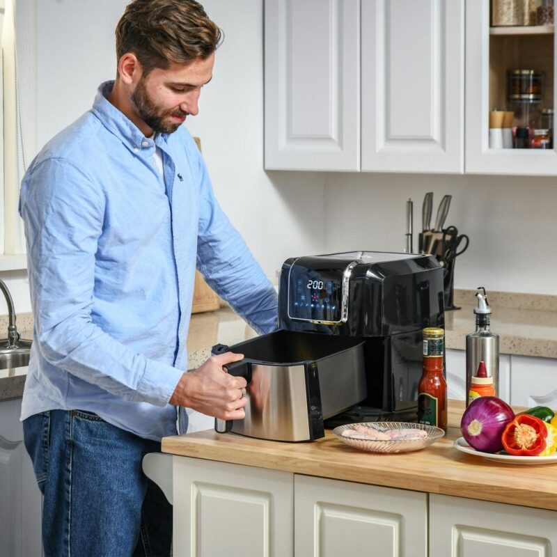 6,5 L varmluftsfritös med 8 förinställda menyer, non-stick korg och LED-display