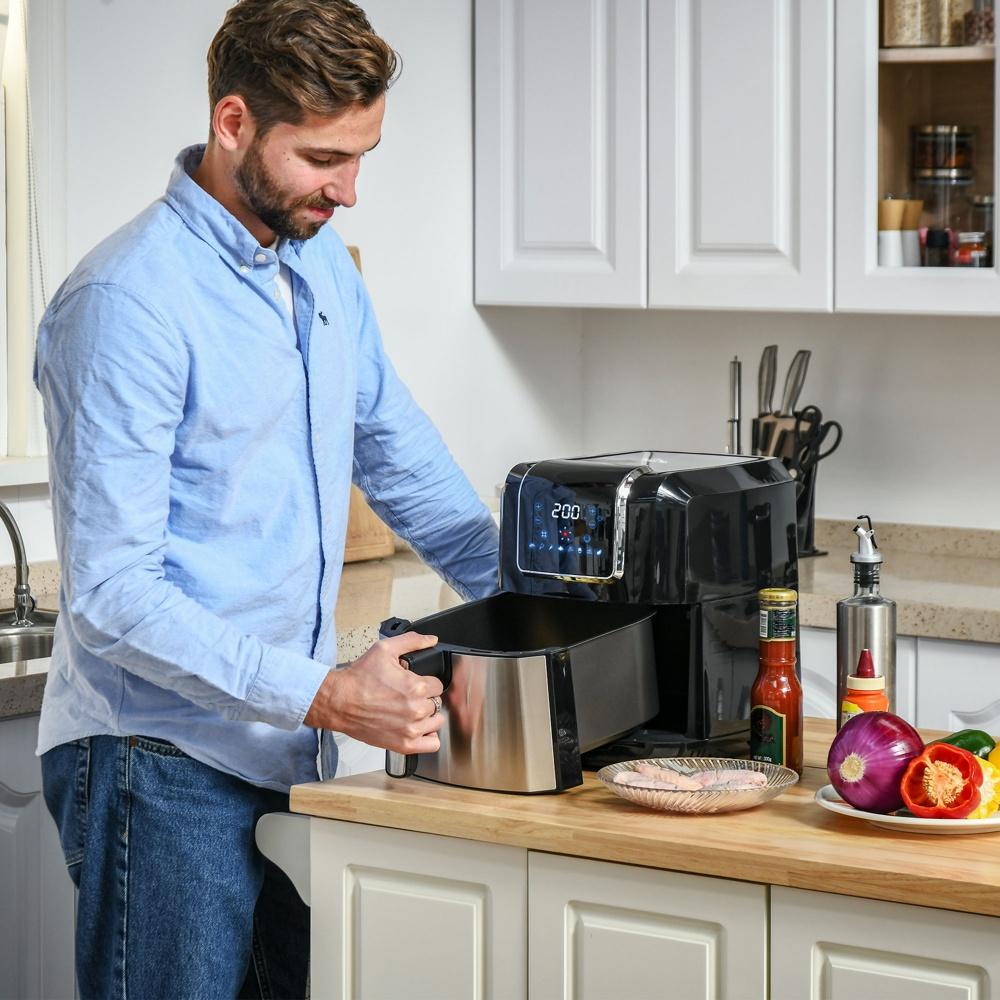 6,5 L varmluftsfritös med 8 förinställda menyer, non-stick korg och LED-display