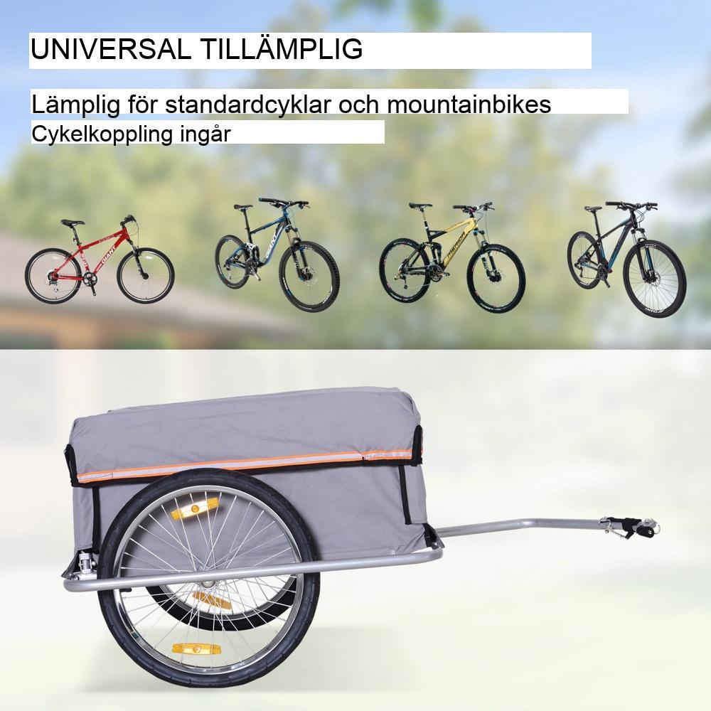 Heavy Duty Cargo Trailer för cykel – 40 kg kapacitet, universell passform, röd reflektor synlighet