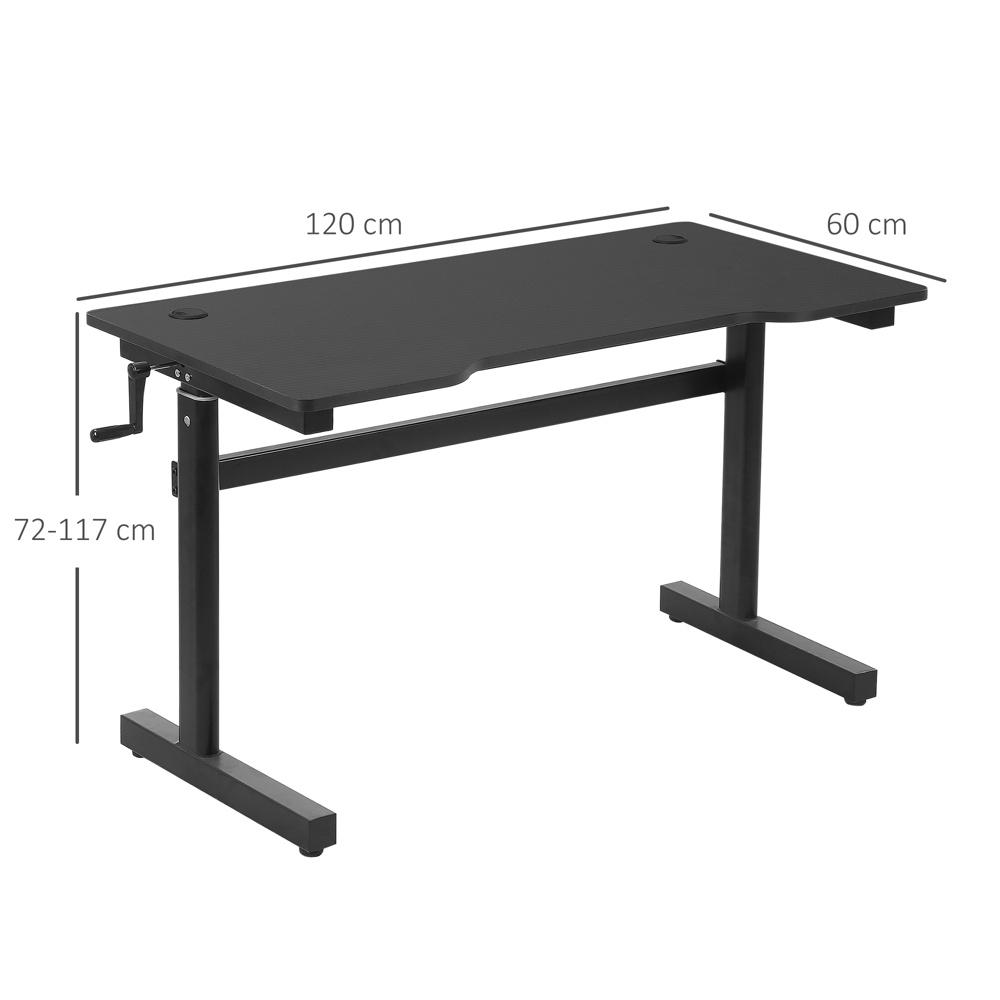 Höjdjusterbart stående skrivbord, svart MDF, vevlyft och fotstöd