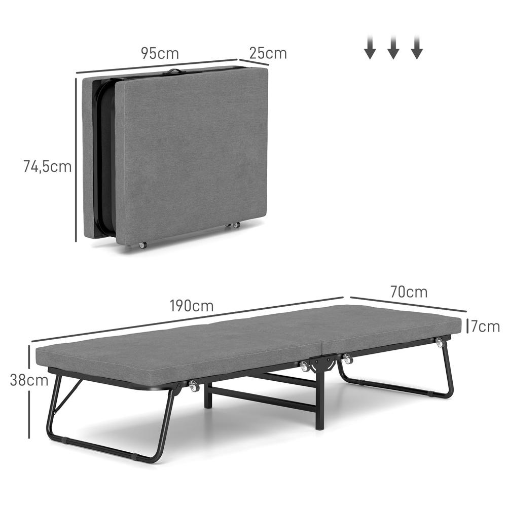 Hopfällbar gästsäng med justerbar sänggavel och 7 cm madrass