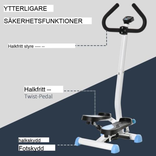 Stepper Fitness Swing Stepper med LCD-skärm blå, hemmatränare upp till 100 kg