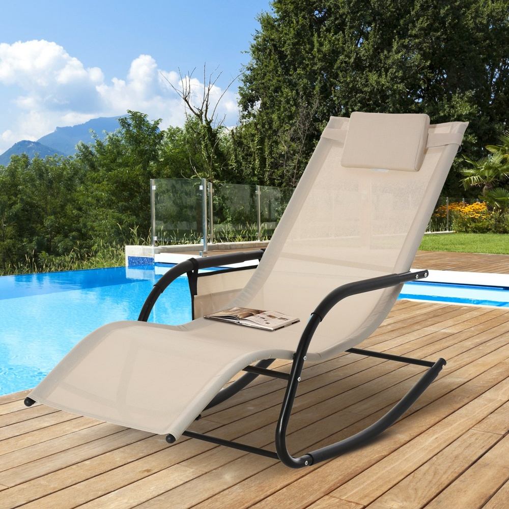 Beige Mesh gungstol Swing Lounger, Trädgård Patio Relaxing Chair