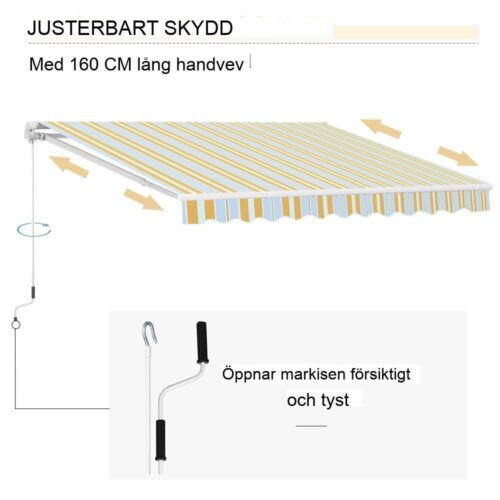 Ledarmsmarkis, solskydd för balkong och terrass, aluminium, gulbeige