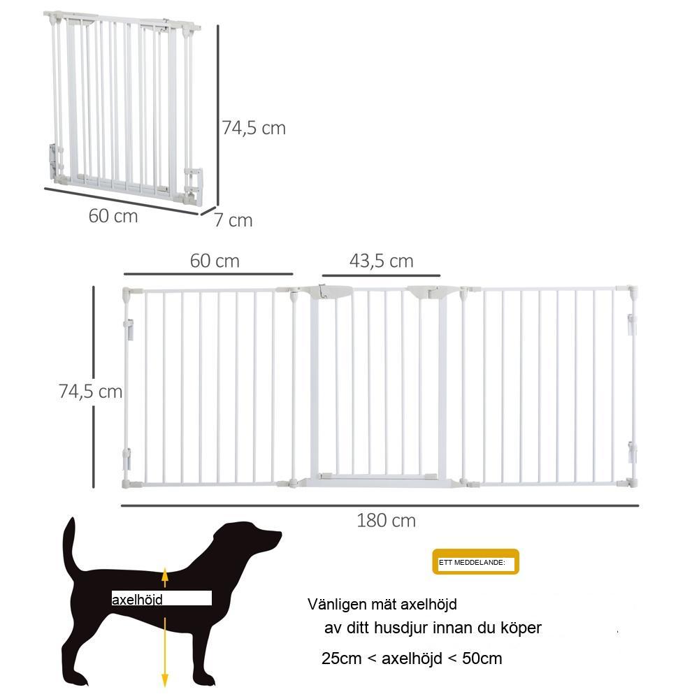 Vit skyddsgrind för hundar, 180 cm lekhage staketavskiljare