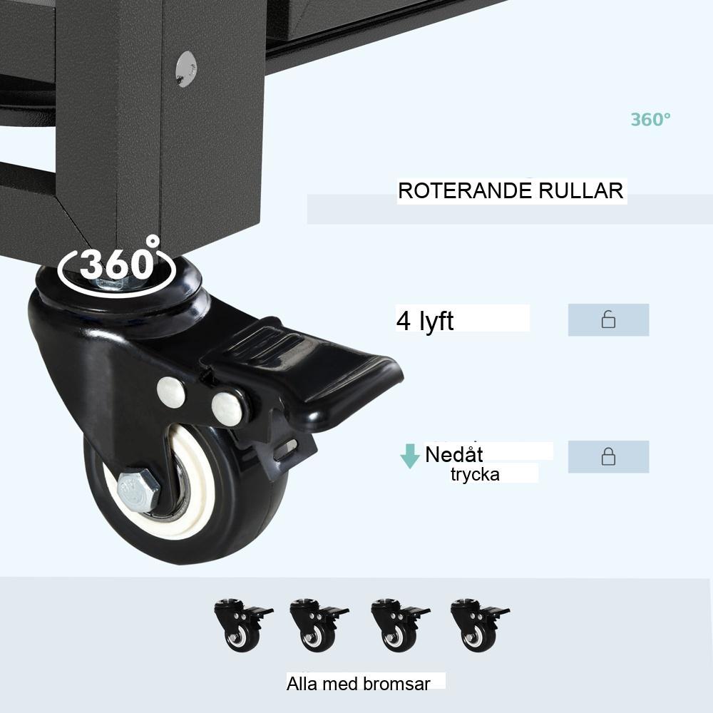 Bärbar hundlåda i stål med hjul, hopfällbar design, svart