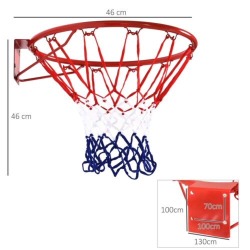 Röd Blå Vit 46cm Inomhus utomhusbasketbåge Väggmonterad