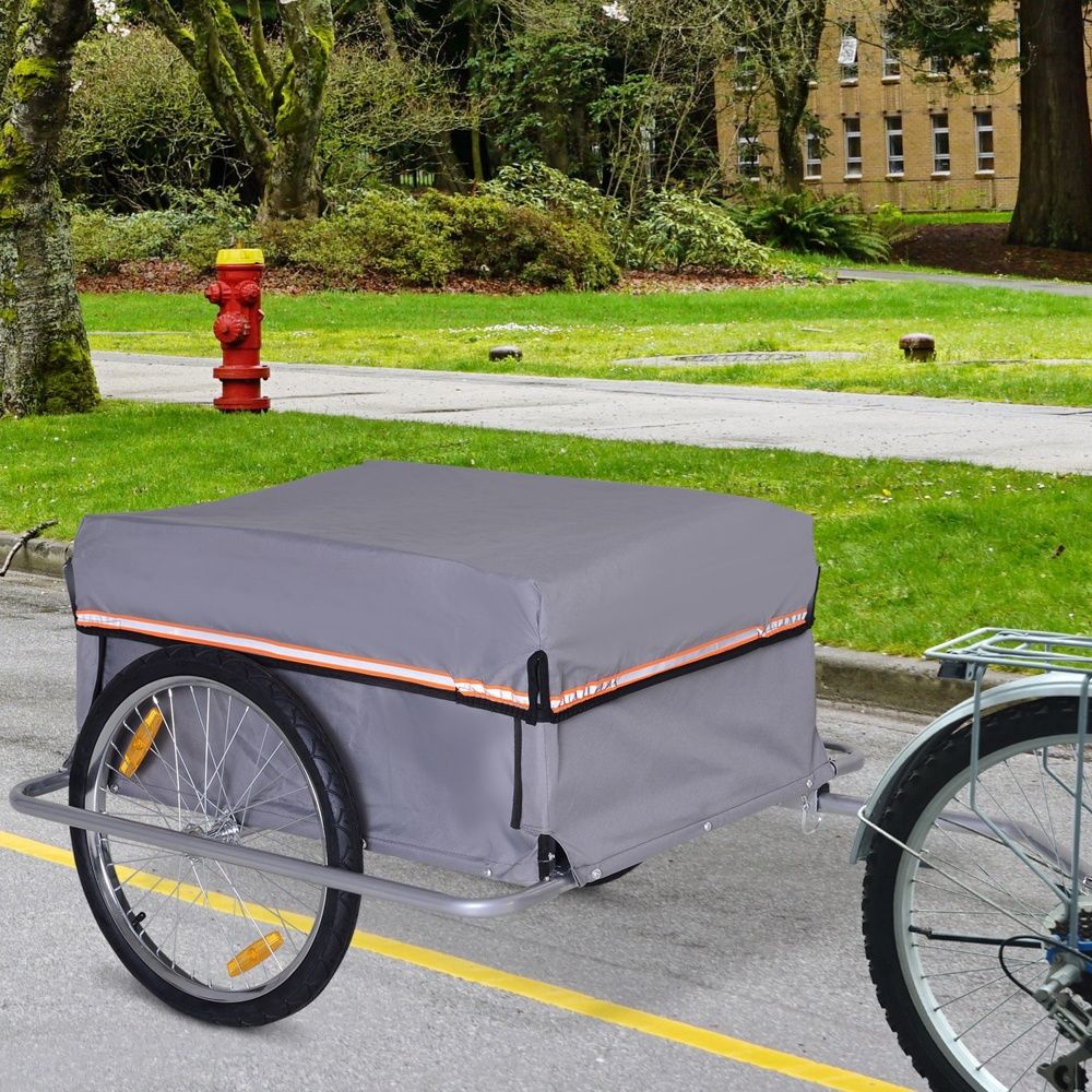 Heavy Duty Cargo Trailer för cykel – 40 kg kapacitet, universell passform, röd reflektor synlighet