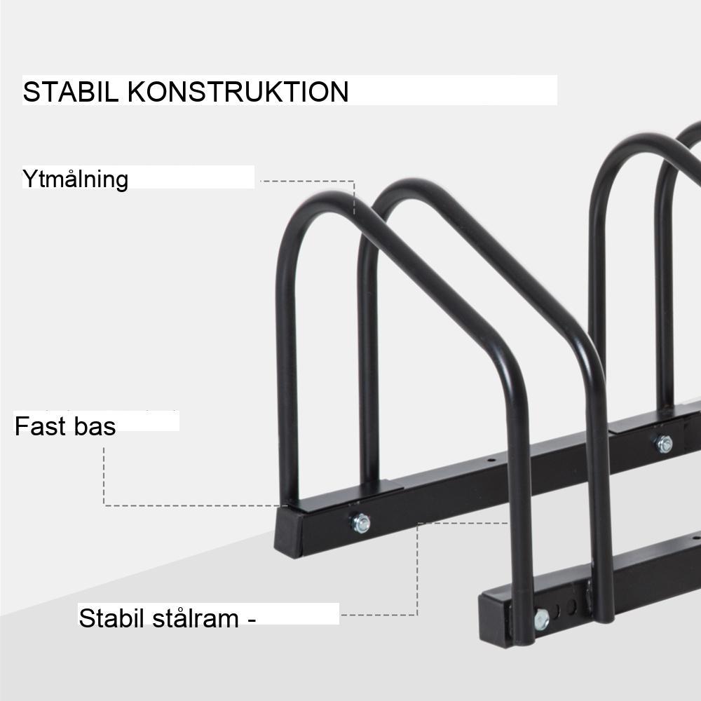 Slitstarkt cykelställ i stål för 4 cyklar – väderbeständigt, kan monteras på vägg och golv