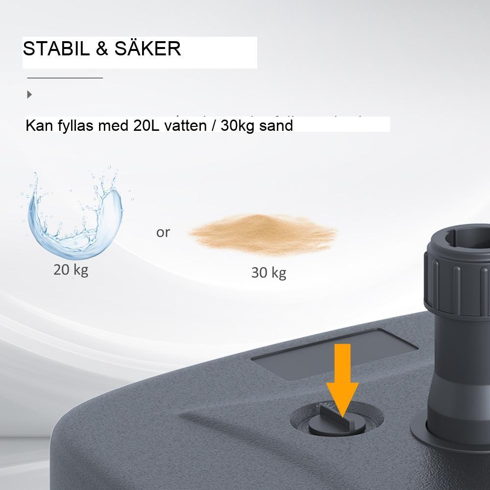 Heavy Duty svart paraplyställ – Håller upp till 30 kg, trädgård och terrass