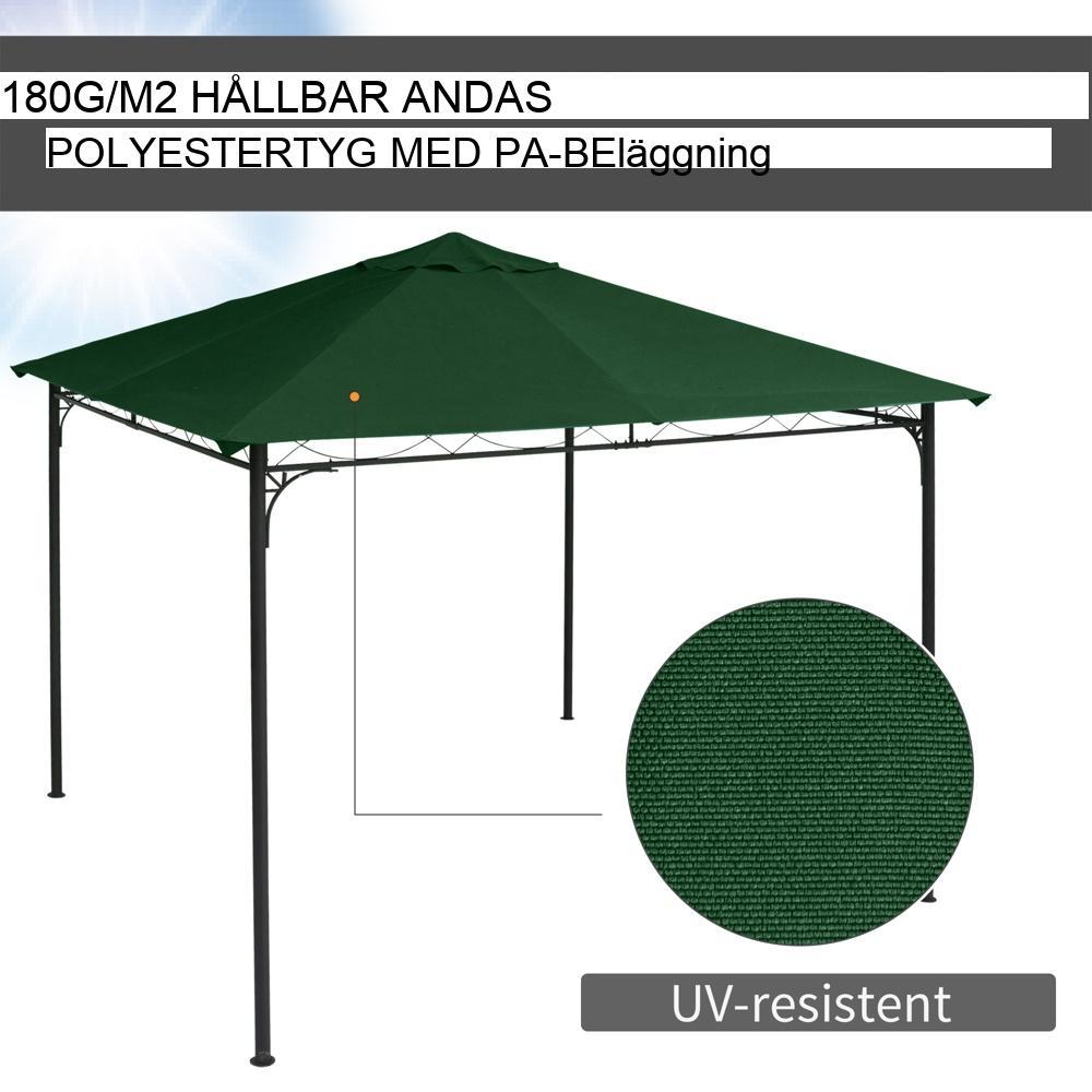 Green Gazebo Ersättningstak – UV- och vattentät polyesterkapell – 2,98 x 2,95 m