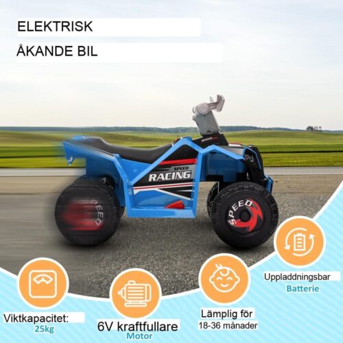 Blue Electric Kids Quad, omvänd funktion, säker hastighet för åldrarna 1-3