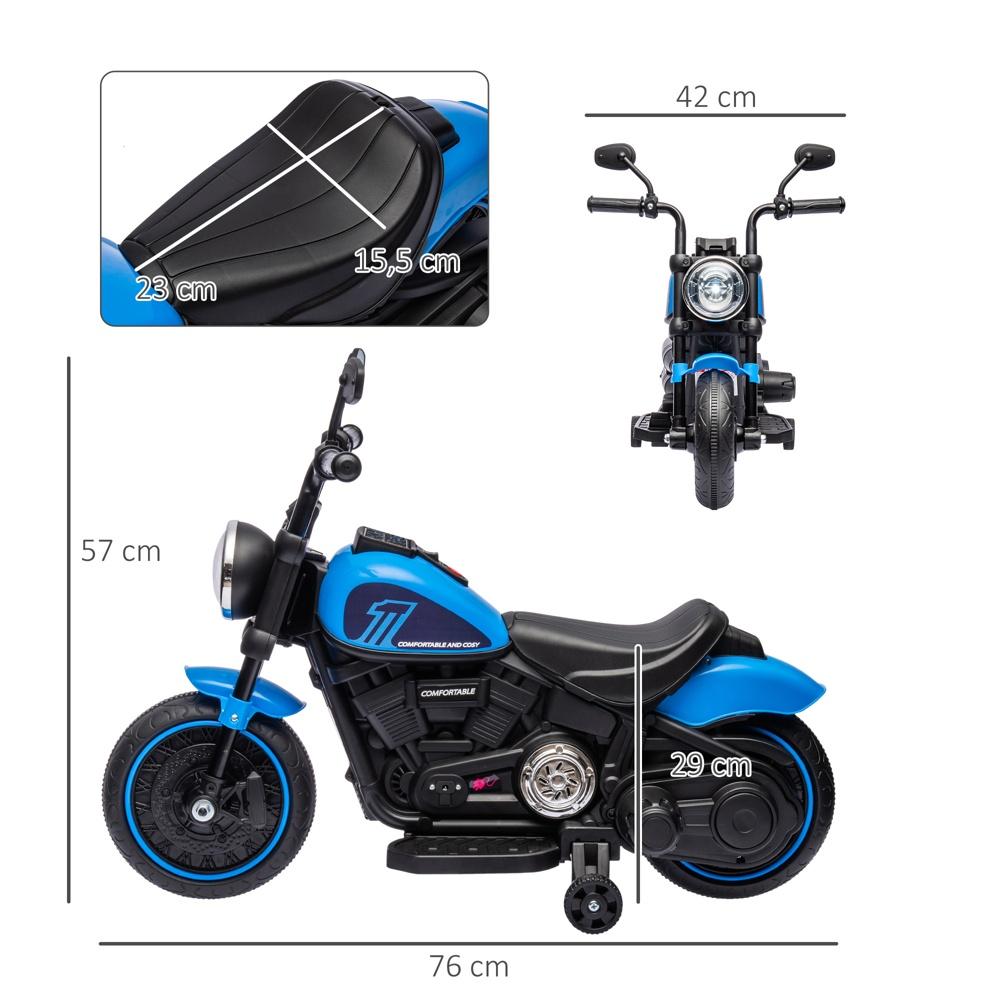 Elmotorcykel för barn med strålkastare, träningshjul och hastigheter upp till 3 km/h Ålder 1,5-3