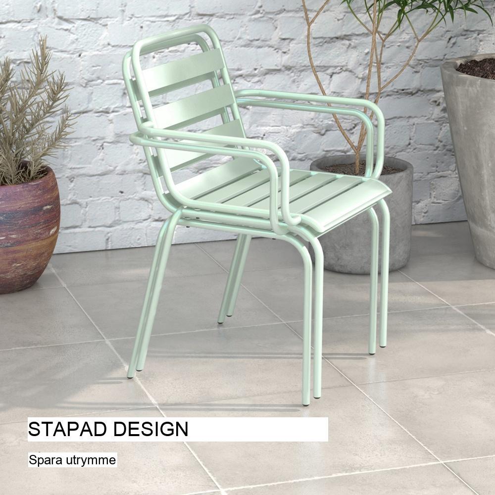 Green Steel Bistro Set – 3-delad uteservering för balkong eller trädgård