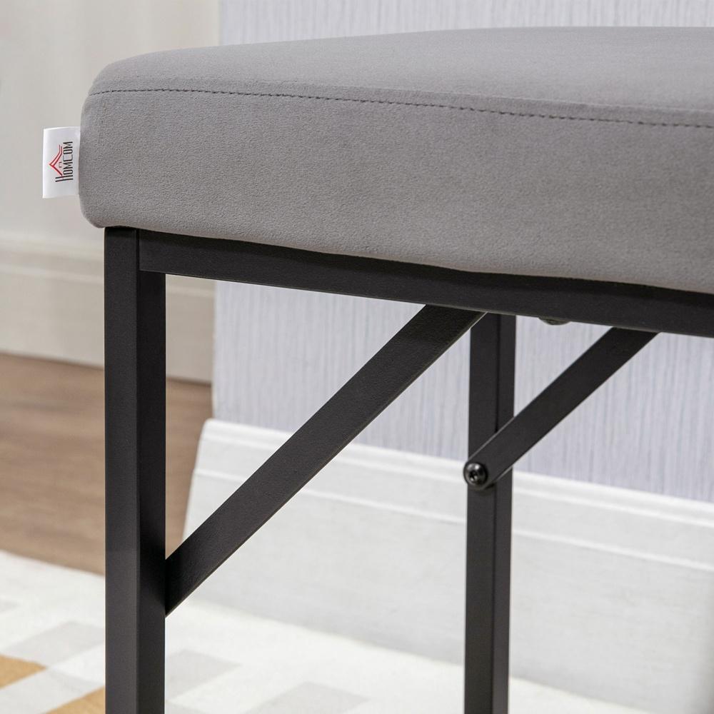 Sammetsklädd bänk, bekväma sittplatser för vardagsrummets entré – mörkgrå 115x46x49 cm