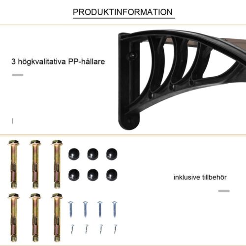 Brun dubbelkapell sol- och regnskydd – UV-belagd polykarbonat, 75x195cm