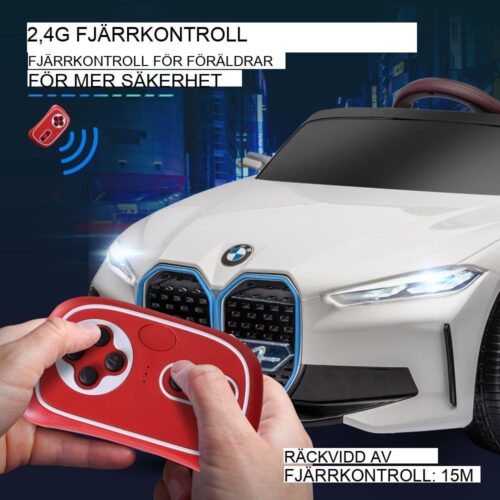 Licensierad BMW Kids elbil med fjärrkontroll, MP3-spelare och strålkastare