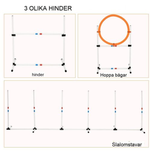 Dog Agility Set med höjdhoppare, hoppring och stavar – Vit/Gul