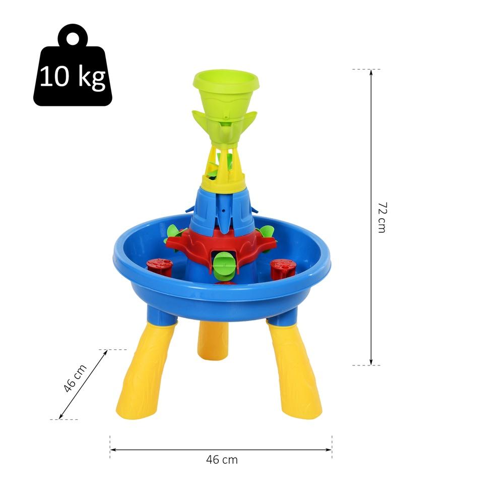 Färgglatt sand- och vattenlekbord med 21 tillbehör för barn från 3 år och uppåt