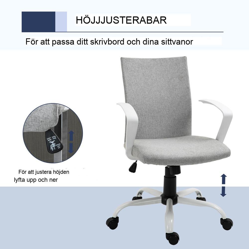 Ergonomisk kontorsstol höjdjusterbar med vippfunktion och andningsbart linne