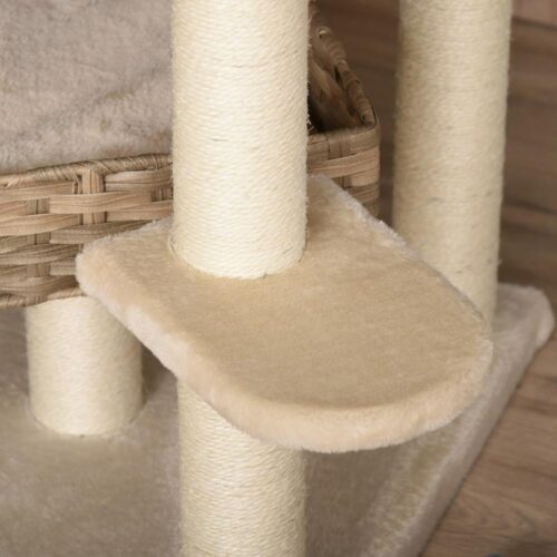 XXL Rattan Cat Tree med skrapstolpe, grotta och lägenhet