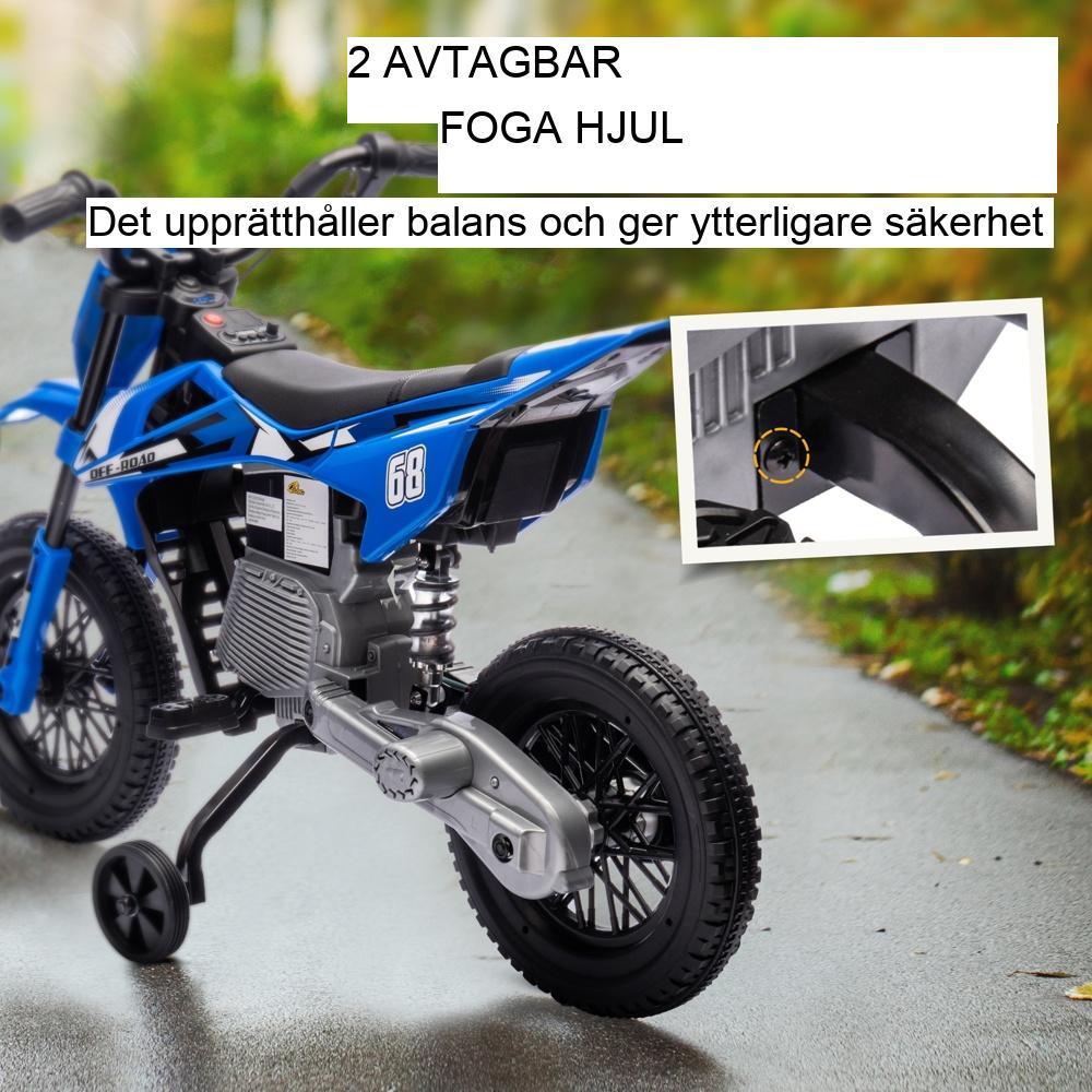 Elektrisk barnmotorcykel med musik, träningshjul och justerbar hastighet för åldrarna 3-6