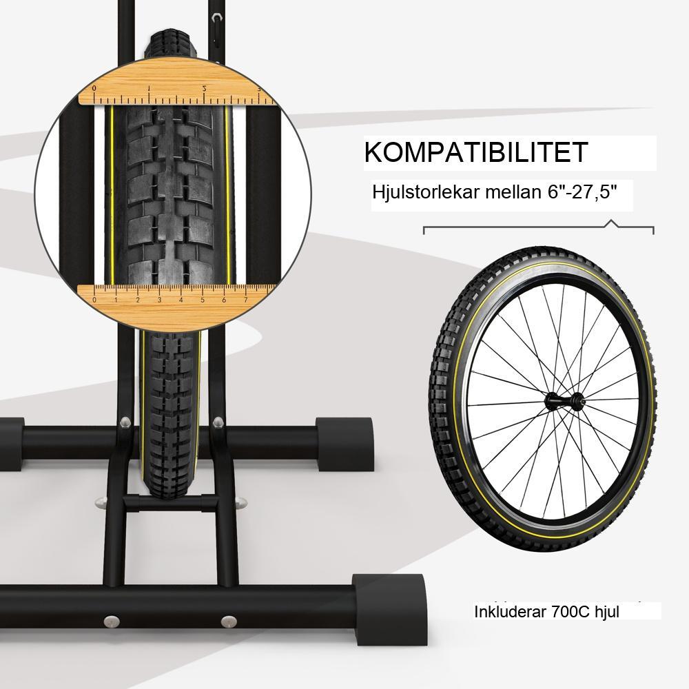 Vertikalt horisontellt cykelställ i metall – Säker förvaring för alla cyklar