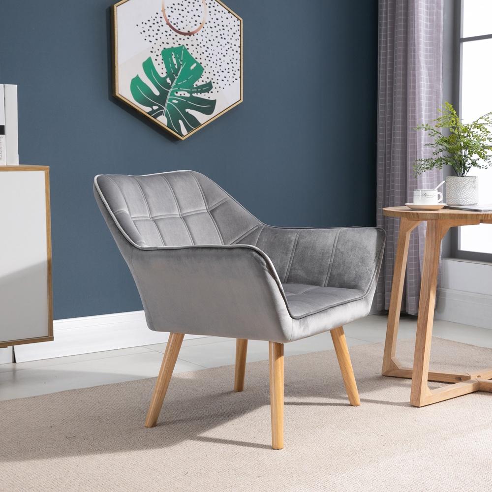 Scandinavian Velvet Wingback Chair – Modern Reading Lounge Chair med upphöjda ben