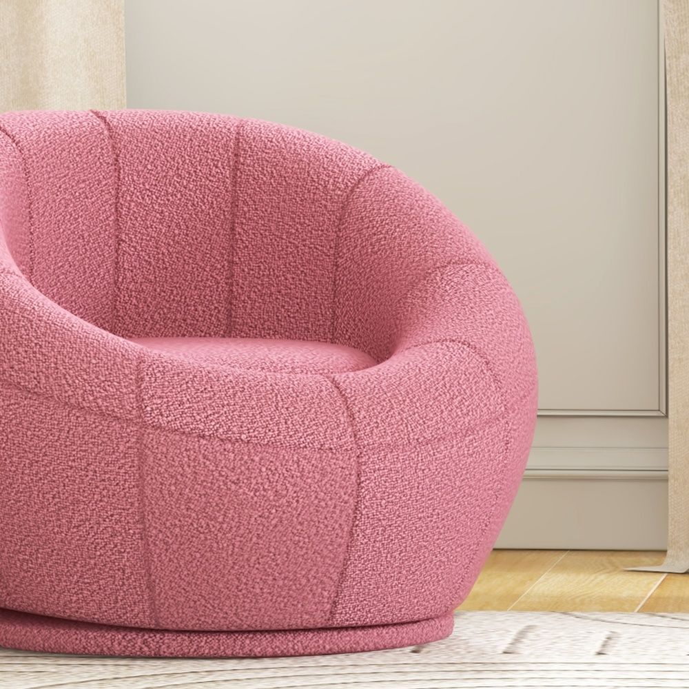 Rosa Rotating Plush Lounge Chair, Barnfåtölj – Roterande, bekväm och hållbar