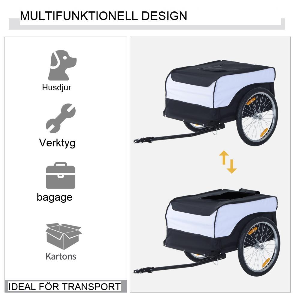 Heavy Duty hopfällbar cykelvagn 40 kg Kapacitet Stål och Oxford Vit/Svart