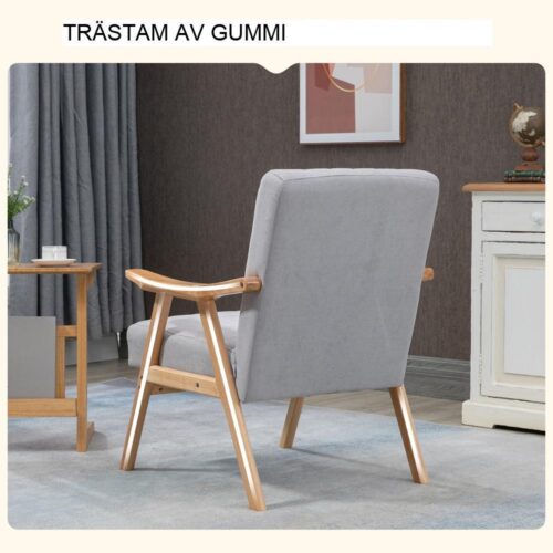 Ljusgrå Scandi Accent Stol med sammetslook och gummiträben