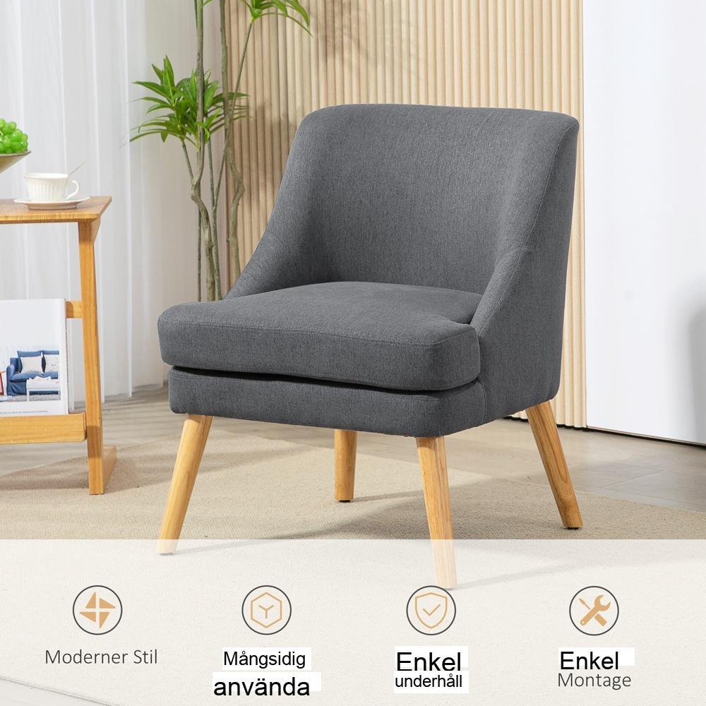 Scandinavian Linen Look Lounge Chair – Mörkgrå med armstöd