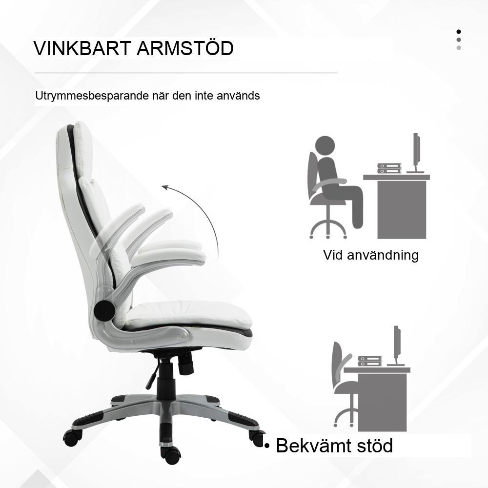 Ergonomisk kontorsstol med höjdjustering, gung- och fällbara armstöd