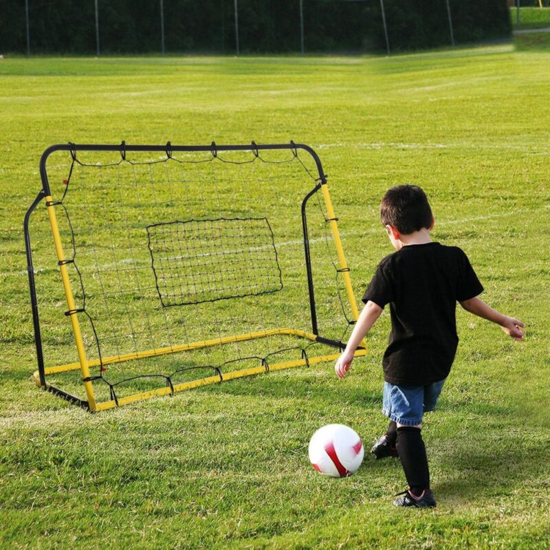 Justerbart Fotboll Basket Baseball Rebounder mål, Gul Svart