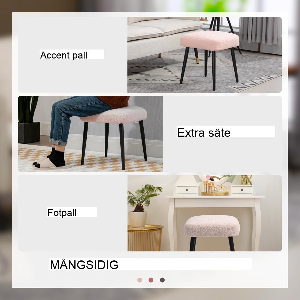 Pink Cashmere Look Fotpall med stålben – Snygga och bekväma sittplatser