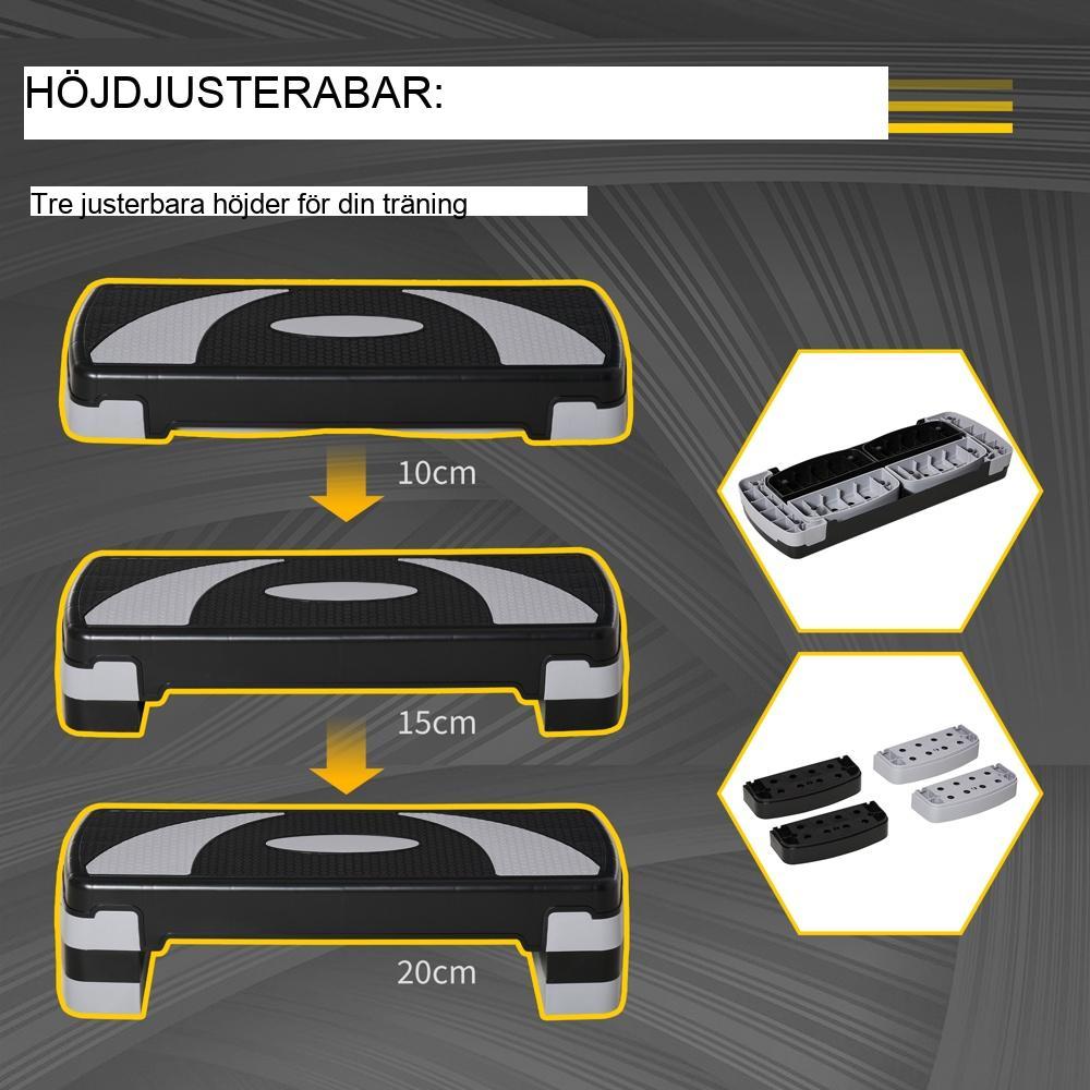 Justerbar höjd Aerobic Stepper 10/15/20cm Cardio Fitness Motionscykel Upp till 150 kg