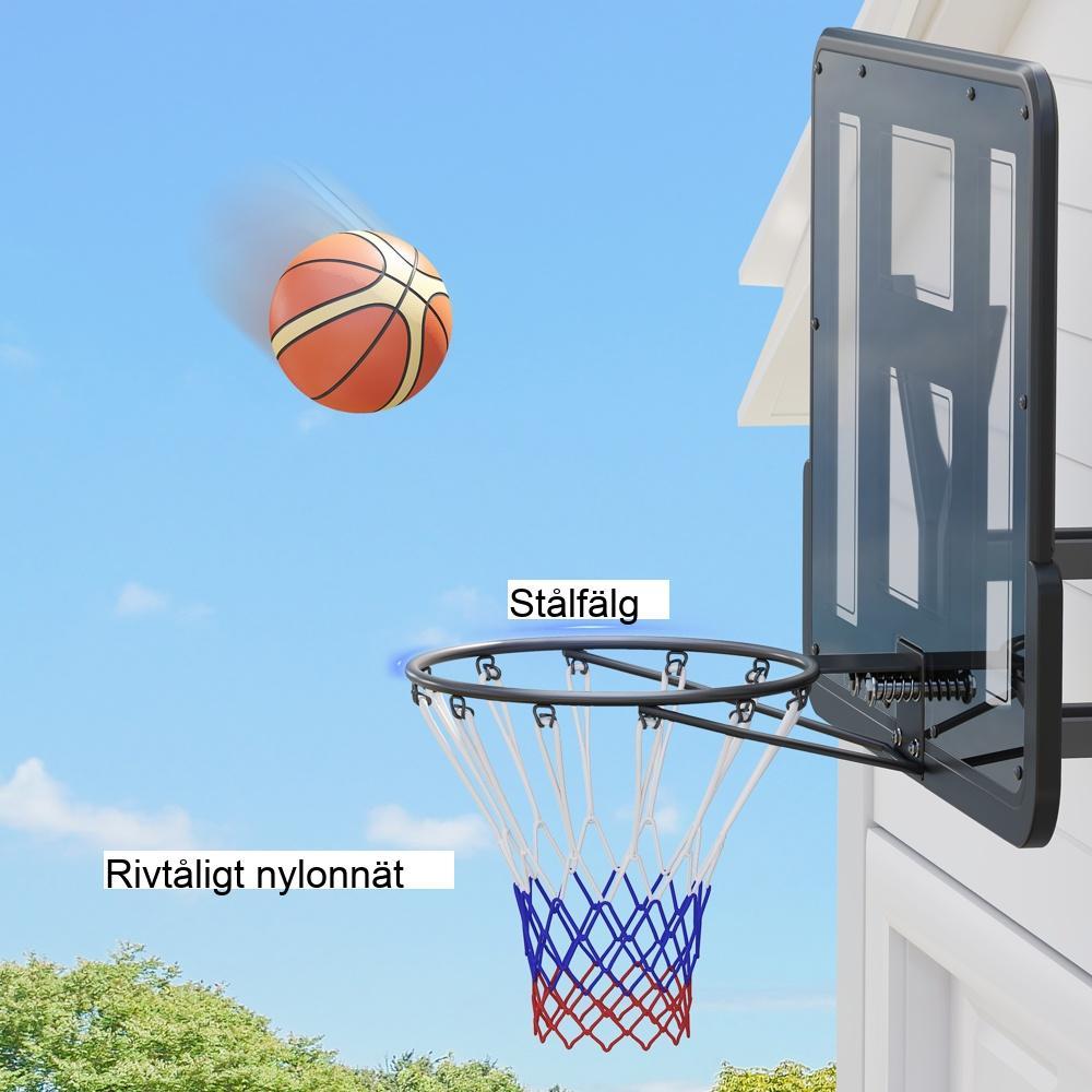 Svart inomhus/utomhus basketbåge – 45cm stålkorg, väggfäste