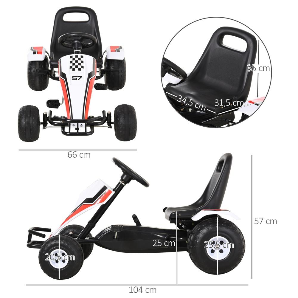 White Steel Pedal Go Kart för barn i åldrarna 3-8