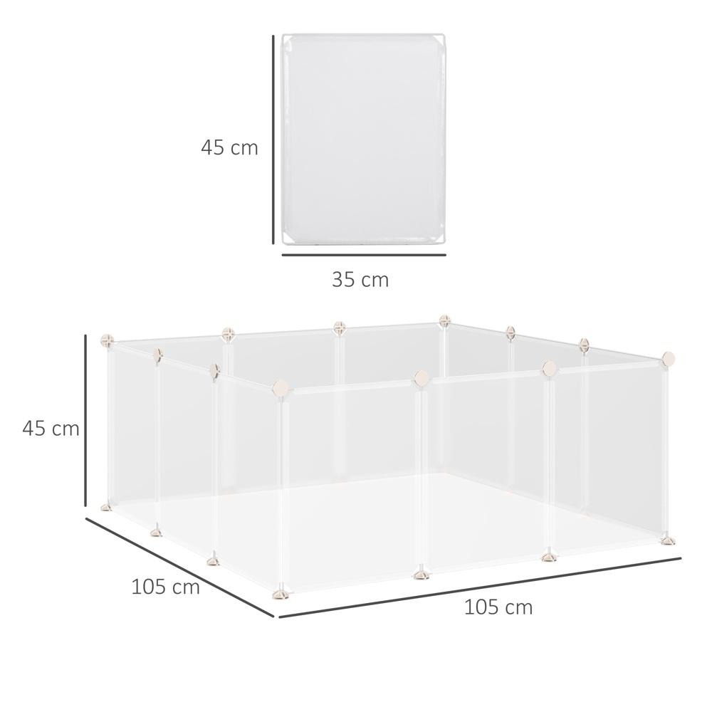 Gör-det-själv husdjurslekhagehölje för smådjur – 105x105cm, vit