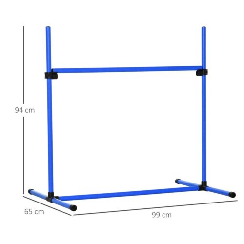 Hund Agility Set – 4-delade justerbara höjdhinder och stavar, blå