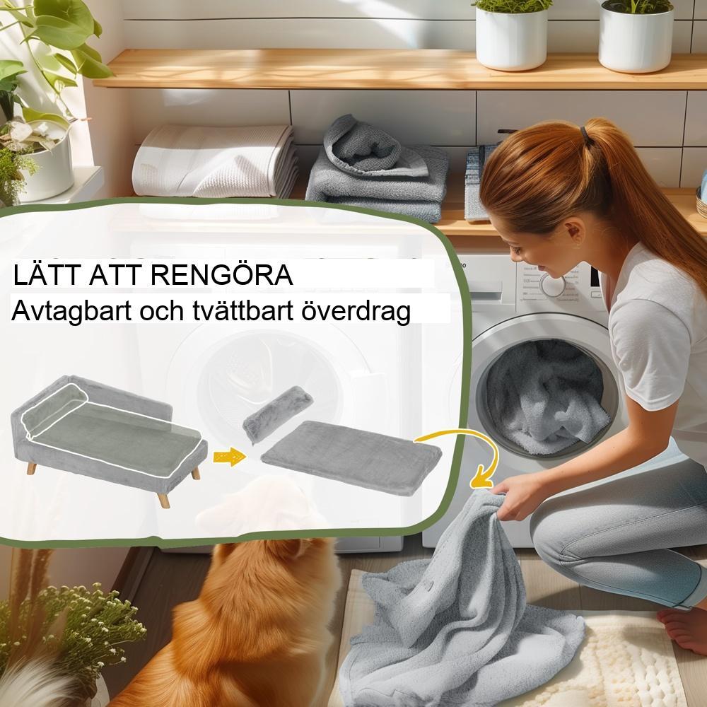 Soft Plush Dog Bäddsoffa – Avtagbart tvättbart överdrag, medelstora hundar upp till 20 kg