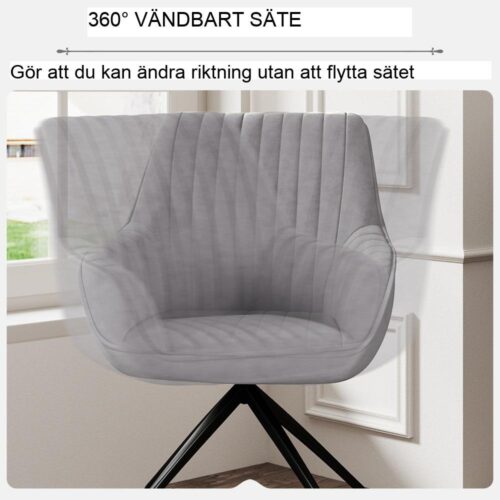 Mörkgrå Velvet Swivel Lounge Chair med armstöd för vardagsrum