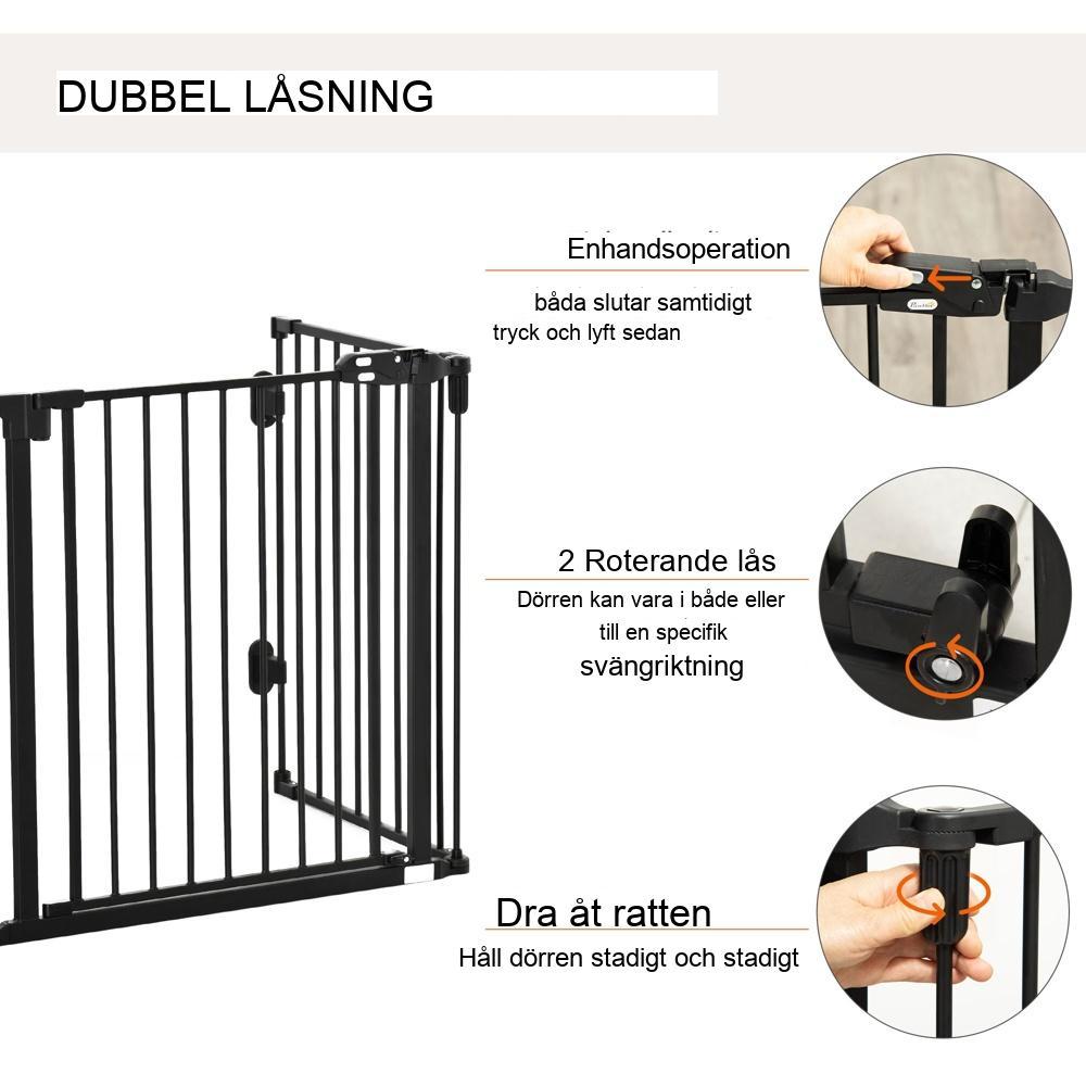 Automatisk Pet Gate | Justerbar och hopfällbar, 3 paneler, säker lekhage