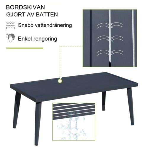 Grå polyrattan och aluminium soffset för 4, väderbeständig och modern