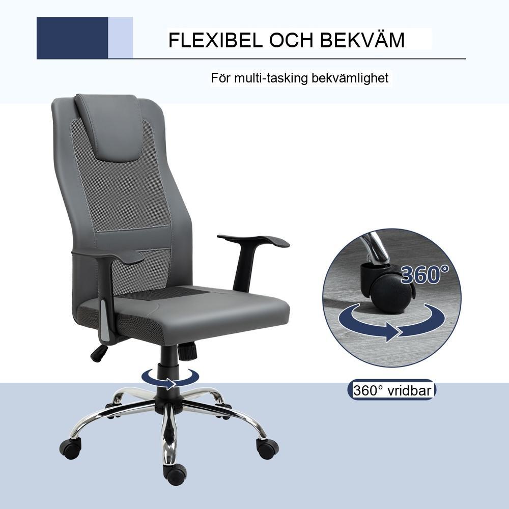 Ergonomisk kontorsstol med gungande, höjdjusterbar och 360° rotation