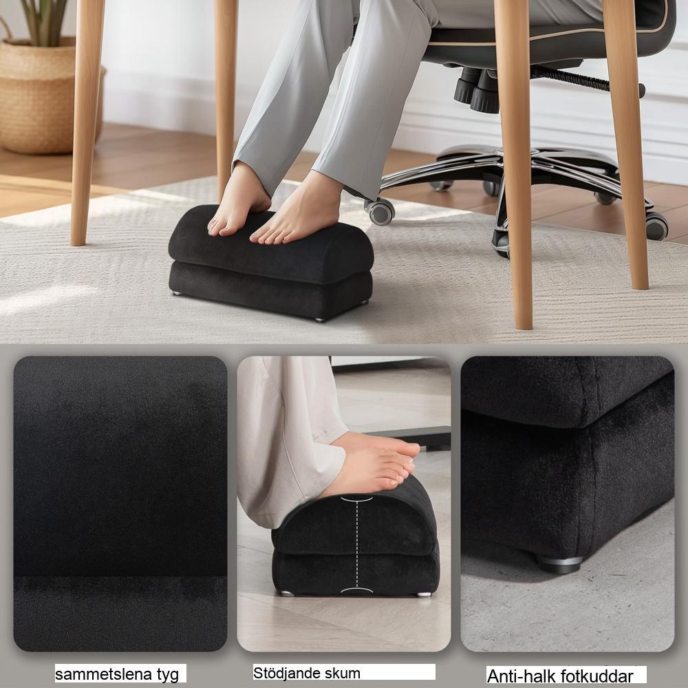 Black Velvet Footrest Skrivbordspall för hemmakontor – Ergonomiskt stöd, Anti-Slip