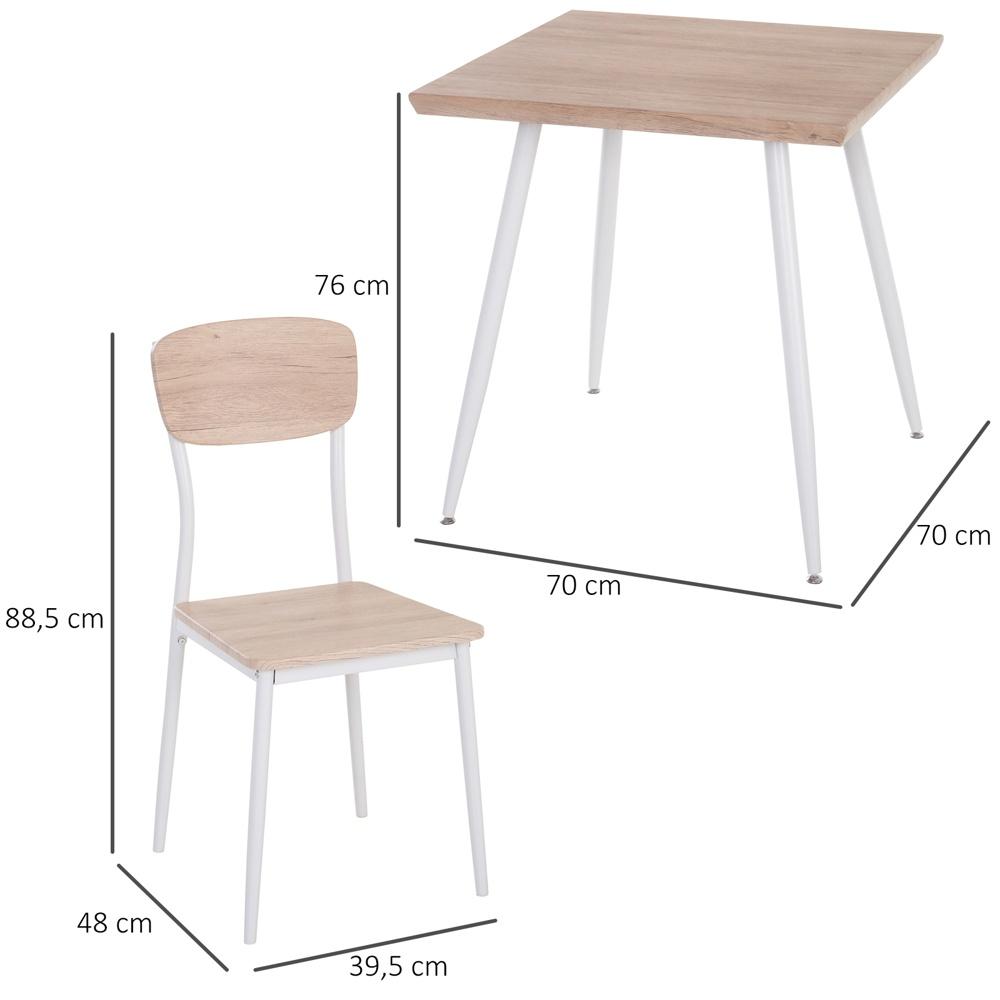 Modernt 3-delat matset – Naturligt trä och vit finish – Säten för 2