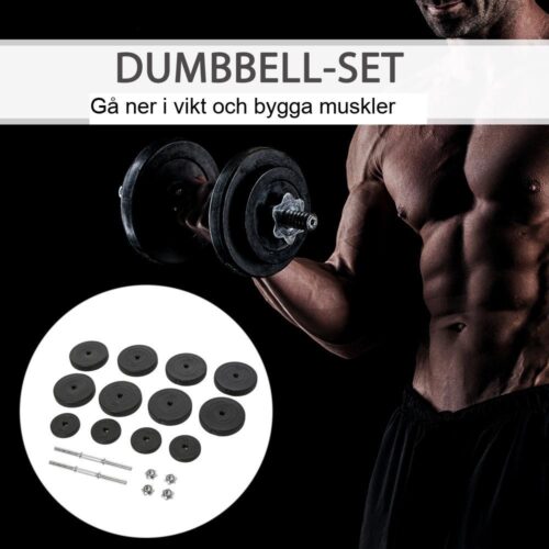 Heavy Duty justerbar hantelset, 50 kg med stålstänger för hemmaträning